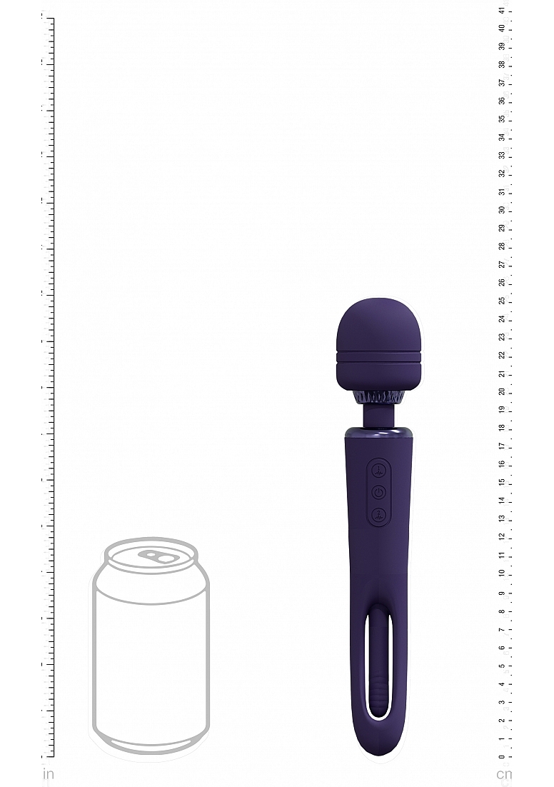 Vibrator Double Wand Kiku G-Spot Flapping, 10 Moduri Vibratii, Silicon, USB, Mov, 25.2 cm