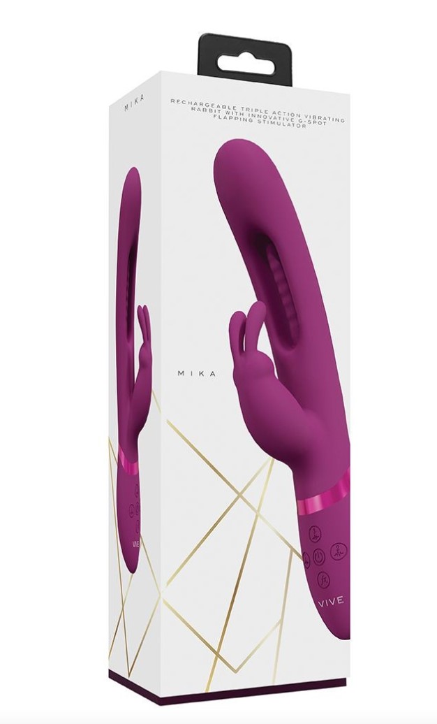 Vibrator Mika Triple G-Rabbit, Silicon, USB, Roz, 23.2 cm