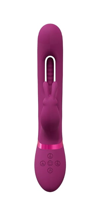 Vibrator Mika Triple G-Rabbit, Silicon, USB, Roz, 23.2 cm