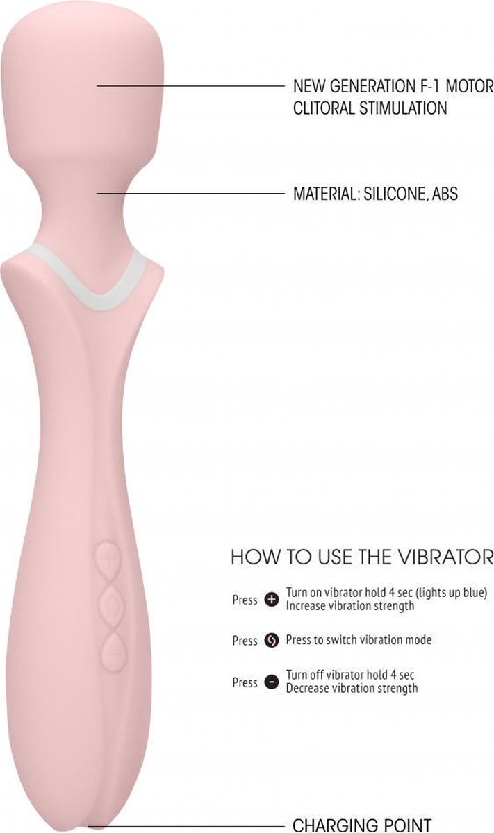 Vibrator Masaj Jiggle, 10 Moduri Vibratii, Silicon, USB, Roz, 22.6 cm