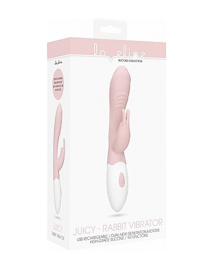Vibrator Juicy Rabbit Vibrator, 10 Moduri Vibratii, USB, 20 cm, Roz