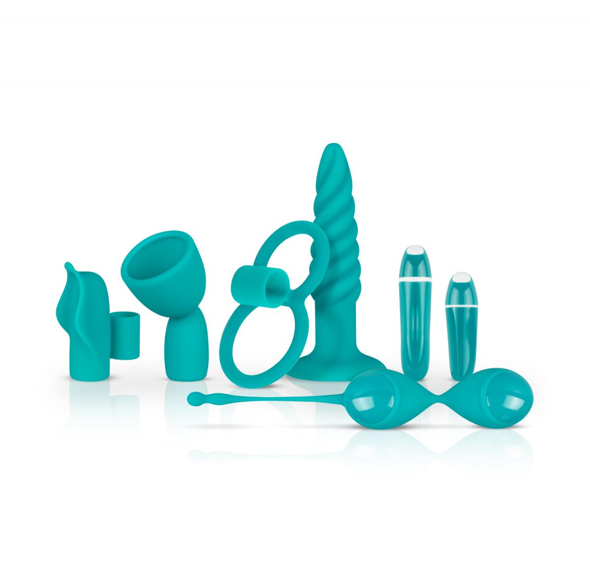 Set 7 Piese Love 'n Play Starter Kit, Silicon/ABS, Turcoaz