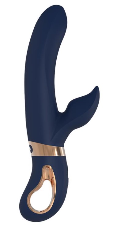 Vibrator Rabbit Atropos 10 Moduri Vibratii Functie de Incalzire Silicon Lichid Albastru 23 cm Goddess Collection