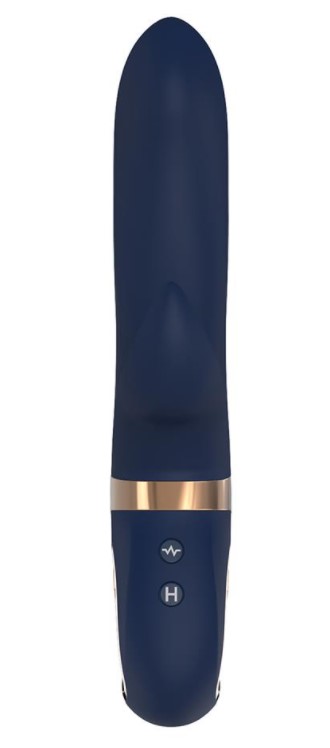 Vibrator Rabbit Atropos 10 Moduri Vibratii Functie de Incalzire Silicon Lichid Albastru 23 cm Goddess Collection