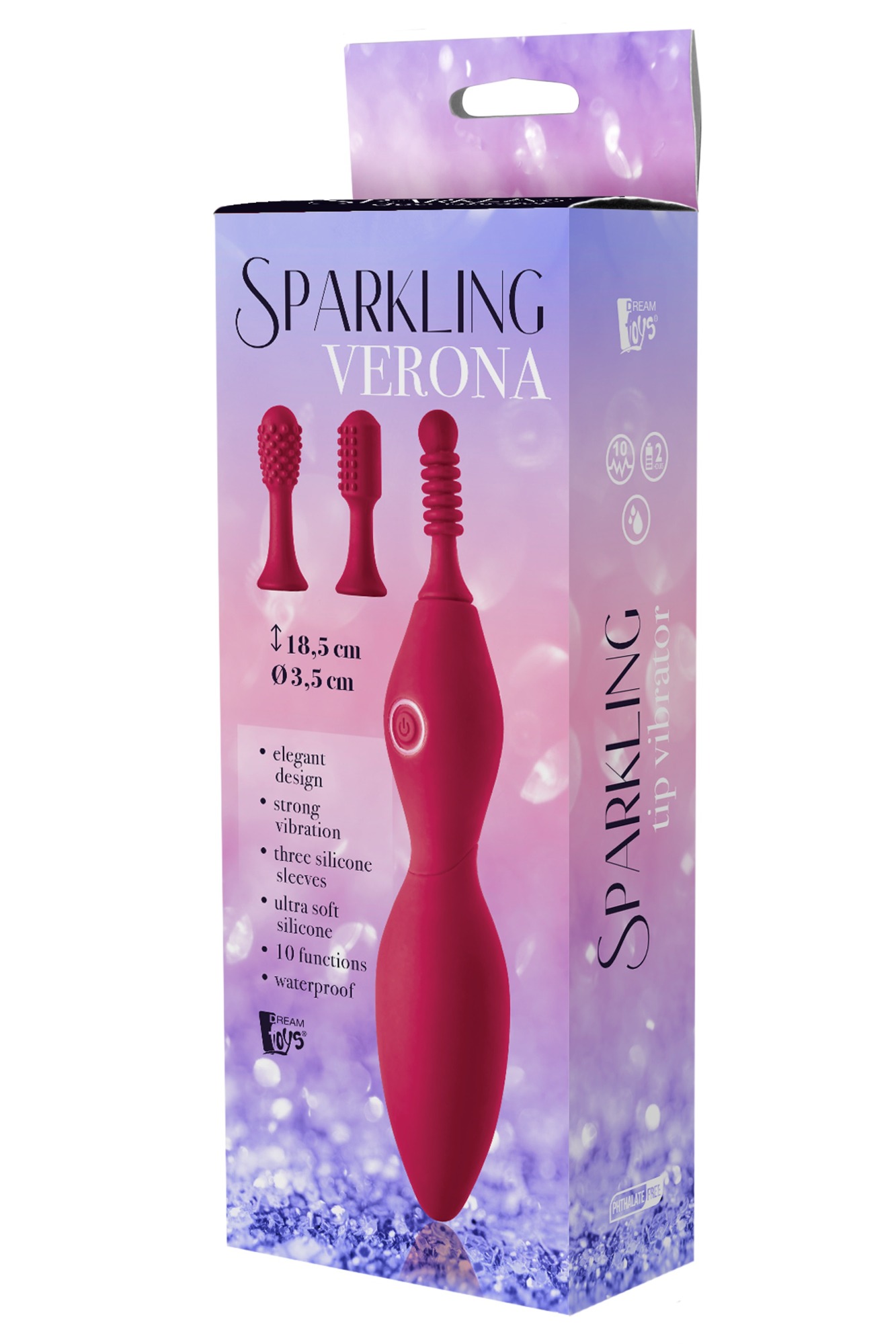 Vibrator Tip Verona+3 Accesorii Silicon 10 Moduri Vibratii USB Fuchsia 18.5 cm
