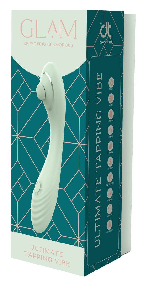 Stimulator Bendable Dual Tapping Vibe, Silicon, USB, Verde, 23 cm
