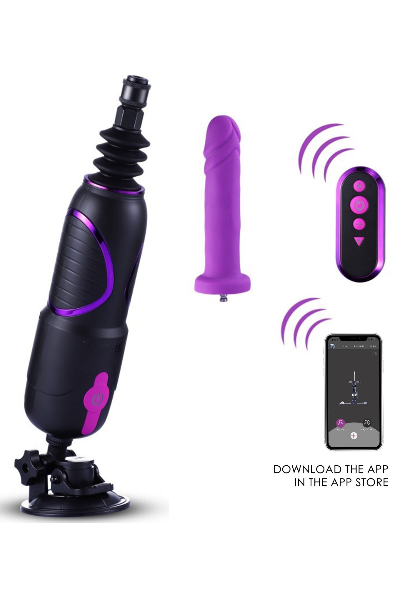 Masina de Sex Premium Travel Fuck Machine Wireless 2.0 Hismith, Remote Control, Bluetooth