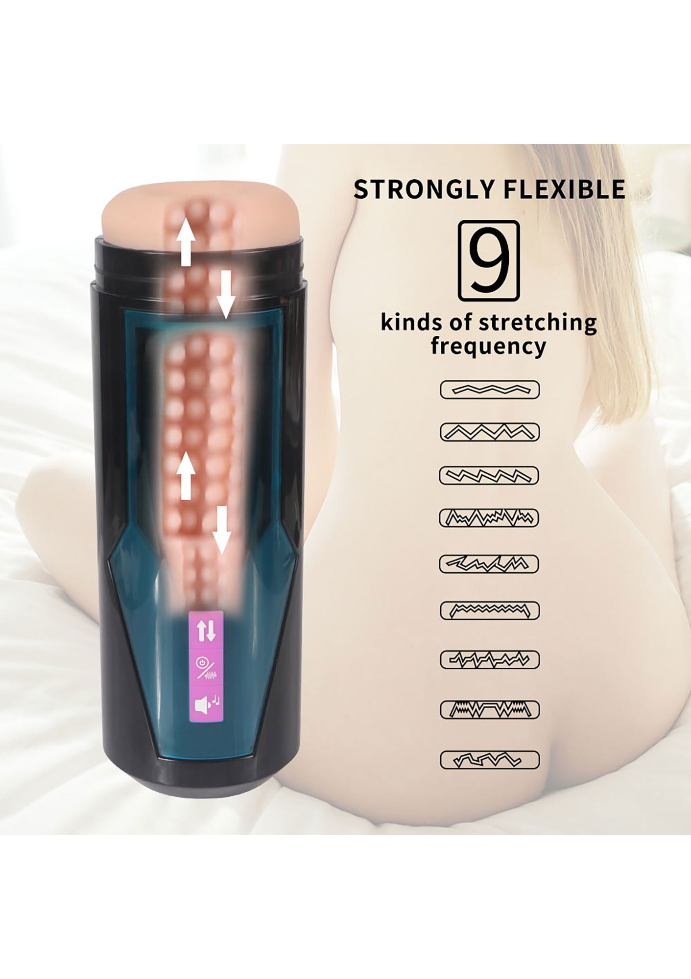 Masturbator 9 Moduri Impingere, 10 Moduri Vibratii, Conectare KlicLok pentru Masini de Sex Hismith