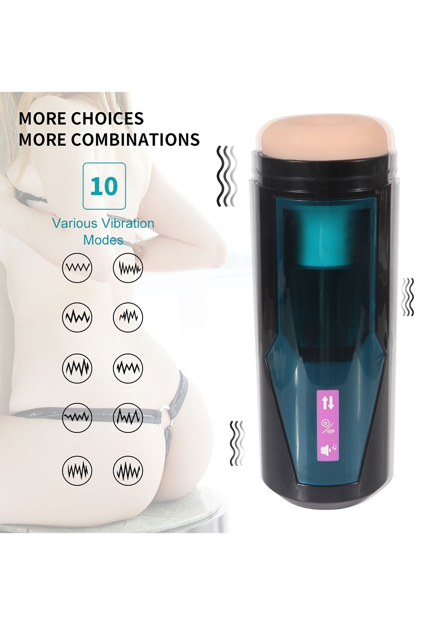 Masturbator 9 Moduri Impingere, 10 Moduri Vibratii, Conectare KlicLok pentru Masini de Sex Hismith