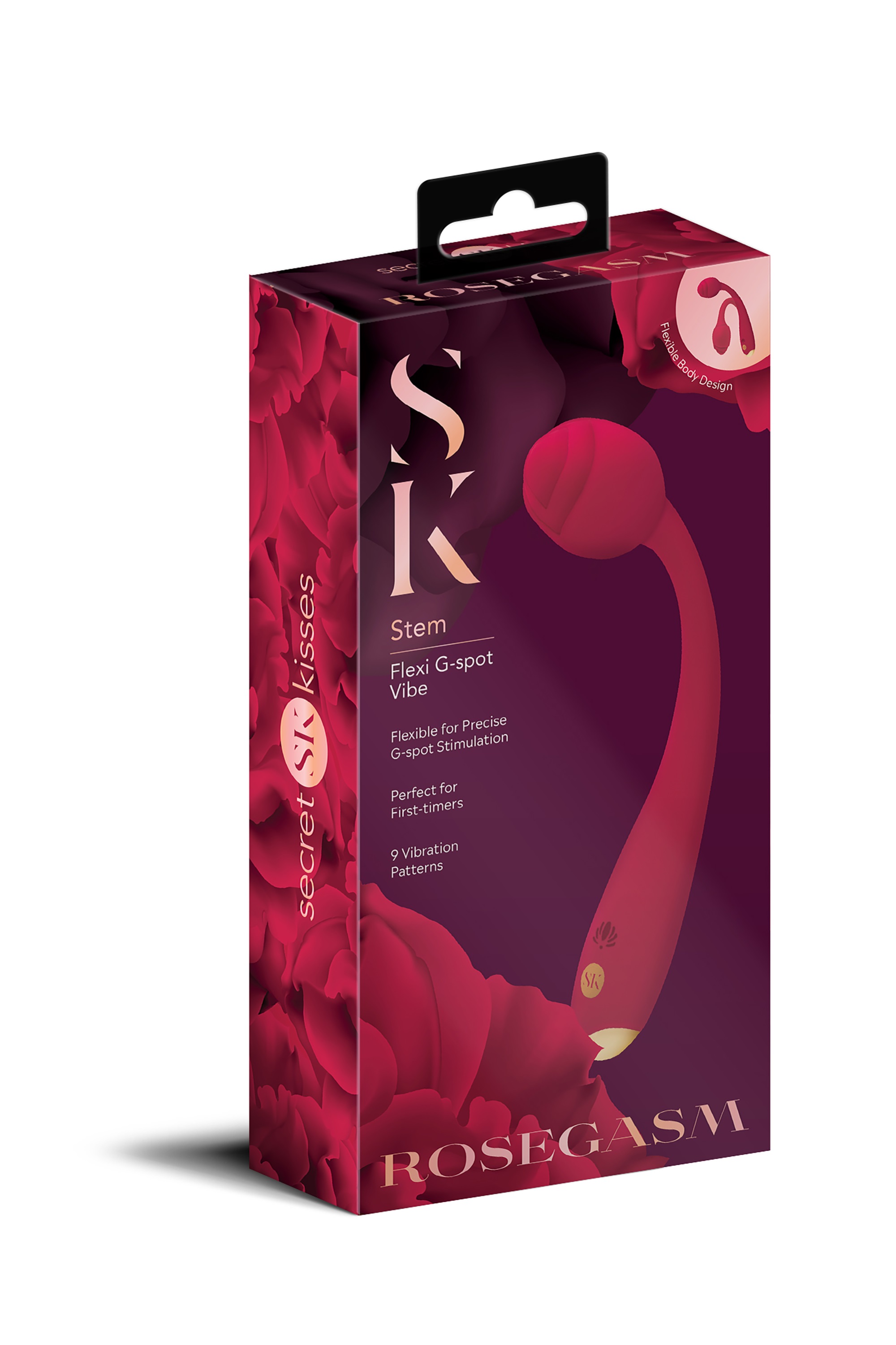 Vibrator Stem Flexi G-Spot Rosegasm, 9 Moduri Vibratii, Silicon, USB, Rosu, 21 cm