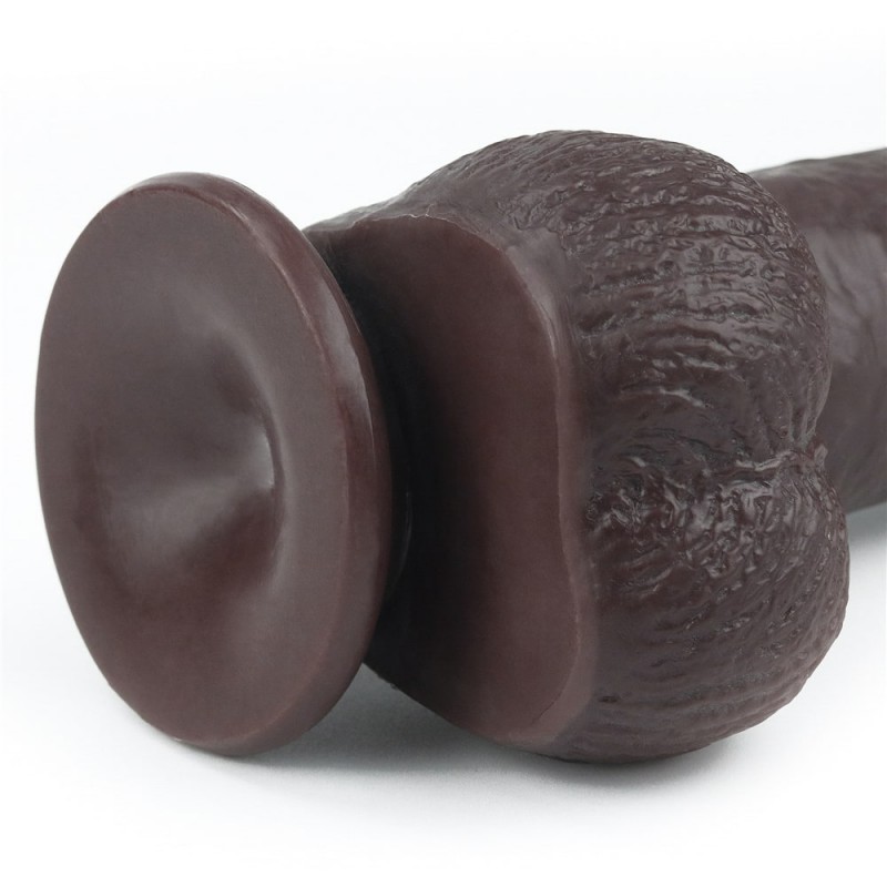 Dildo Realist Bendable Sliding-Skin Strat Dublu TPE Maro 23 cm