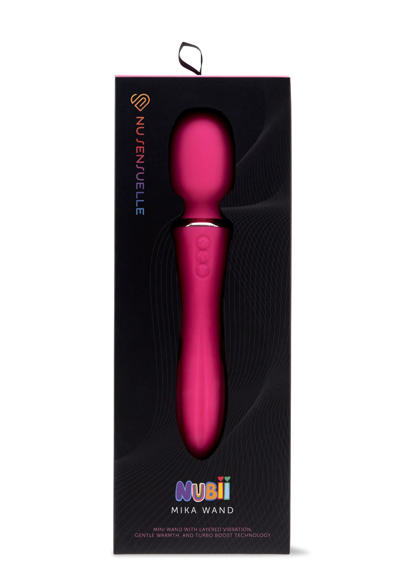 Vibrator Nubii Mika Wand, 12 Moduri Vibratii, Incalzire, Silicon, USB, Roz
