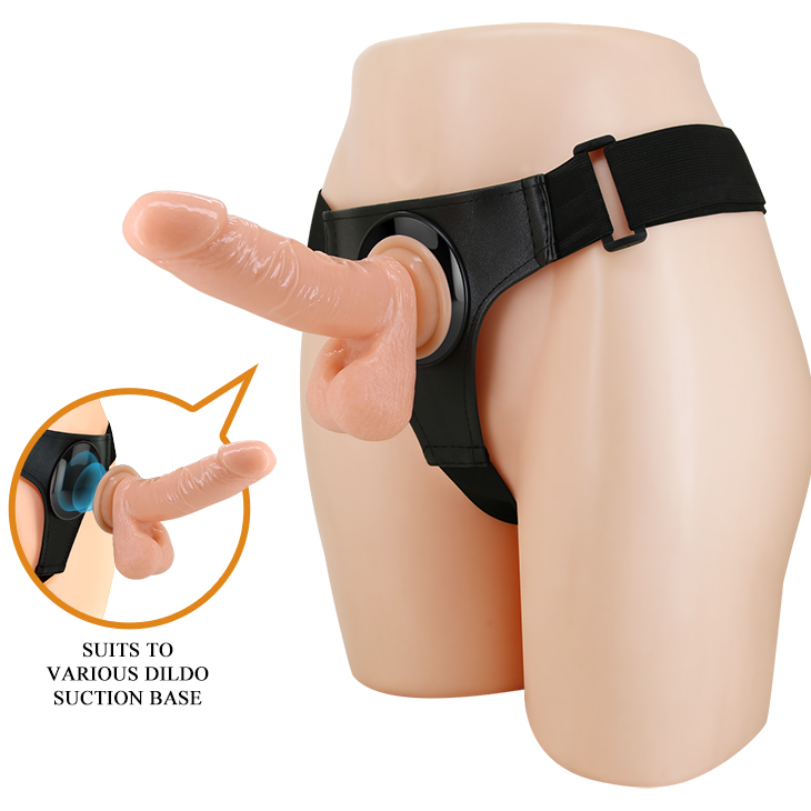 Strap-on Harness Briefs Tom, Fixare cu Ventuza, TPR Dubla Densitate, Natural, 20 cm