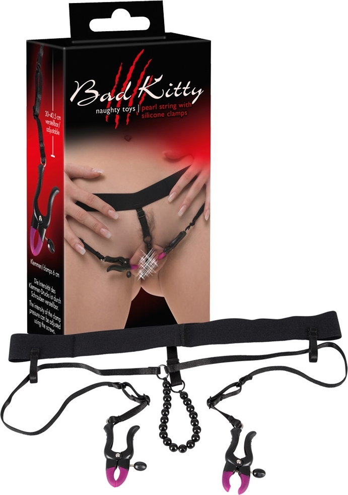 Bikini String Bad Kitty cu cleme