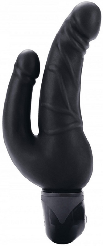 Vibrator Dublu Bendie Stud Over & Under, 3 Viteze Vibratii, PVC, Negru