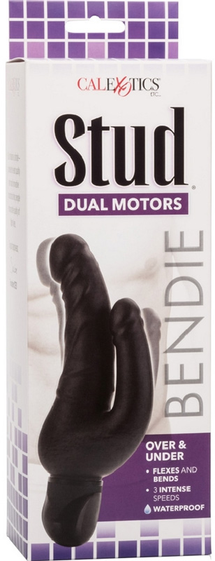 Vibrator Dublu Bendie Stud Over & Under, 3 Viteze Vibratii, PVC, Negru