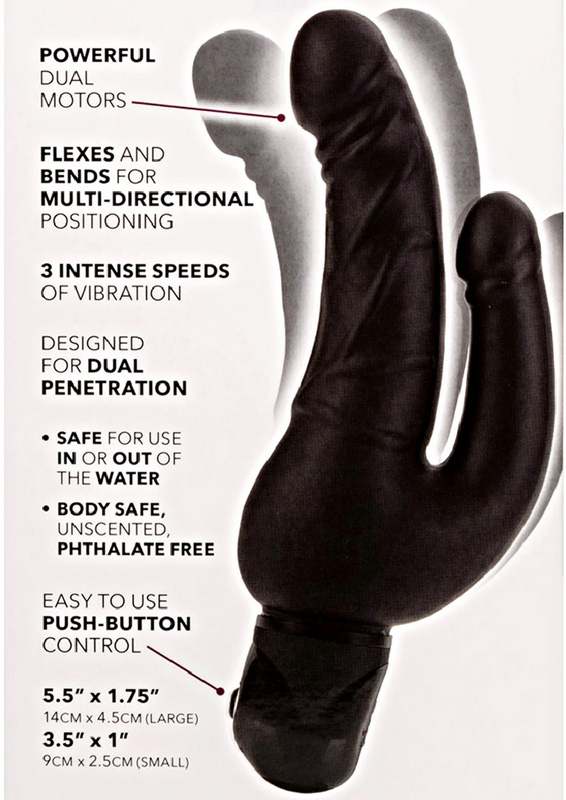Vibrator Dublu Bendie Stud Over & Under, 3 Viteze Vibratii, PVC, Negru