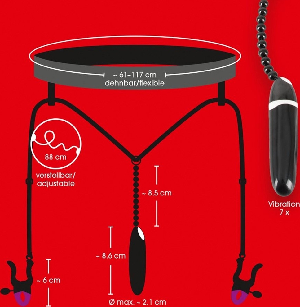 Bikini Bad Kitty cu Perle si Vibrator, Negru
