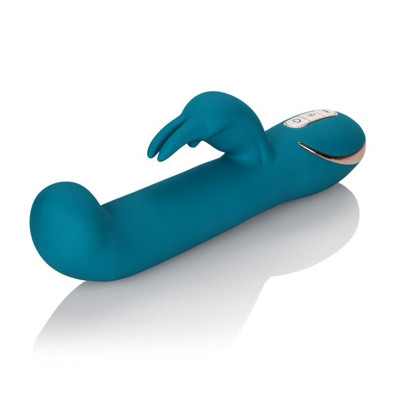Vibrator Iepuras Rocking G Rabbit Signature, 7 Moduri Stimulatoare, Silicon, USB, Albastru, 21.5 cm