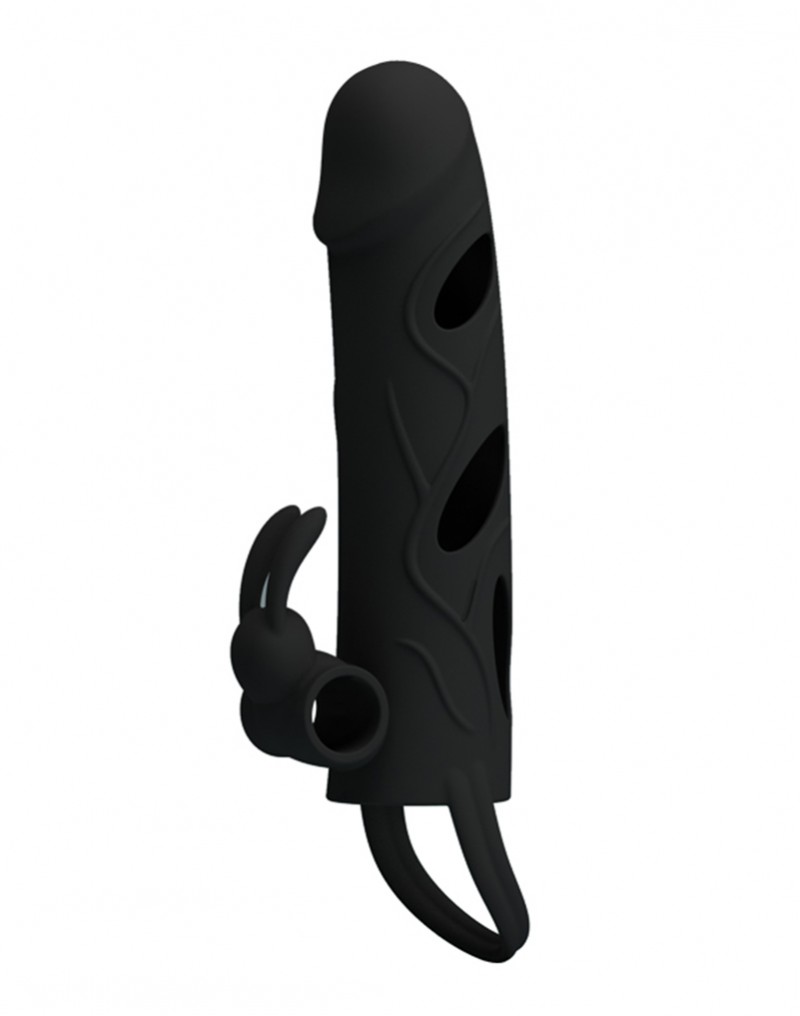 Manson de Penis Cu Vibratii Silicon Negru 14 cm