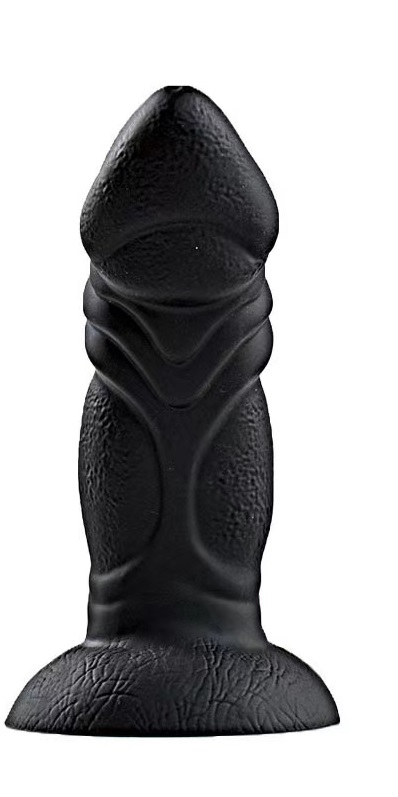 Dildo Dino cu Ventuza, Silicon Lichid, Negru, 20 cm, Guilty Toys