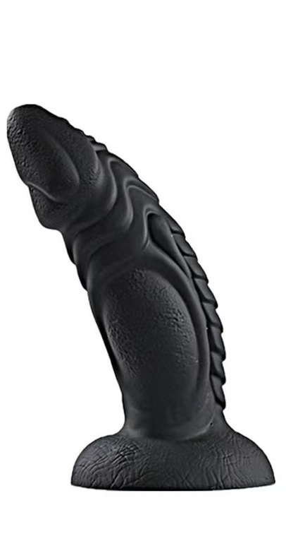 Dildo Dino cu Ventuza, Silicon Lichid, Negru, 20 cm, Guilty Toys