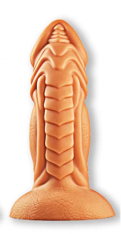 Dildo Dino cu Ventuza, Silicon Lichid, Auriu, 20 cm, Guilty Toys