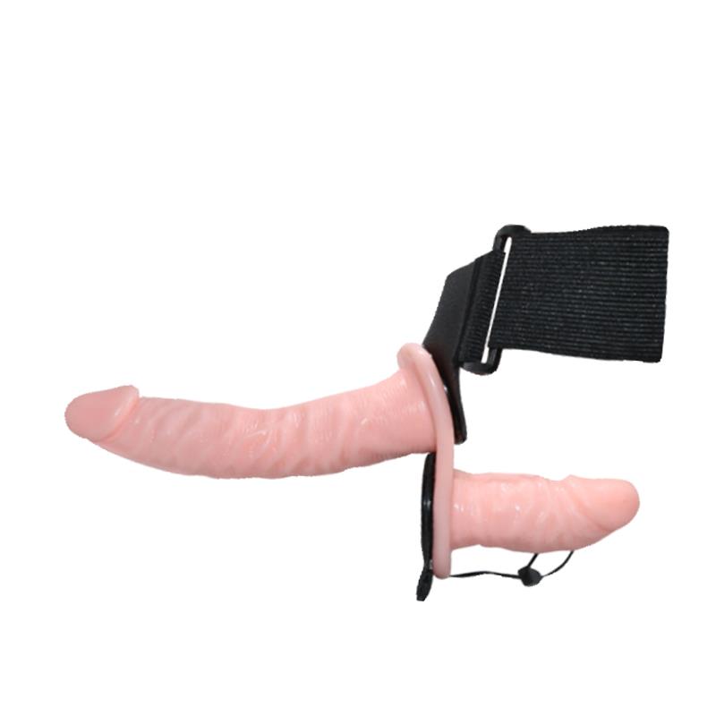 Strap On Dublu Female Passionate Harness, Multispeed, TPR, Natural, 18 cm