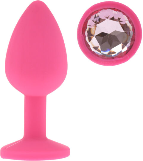 Dop Anal Silicone Buttplug, Small, Roz/Clear, Guilty Toys