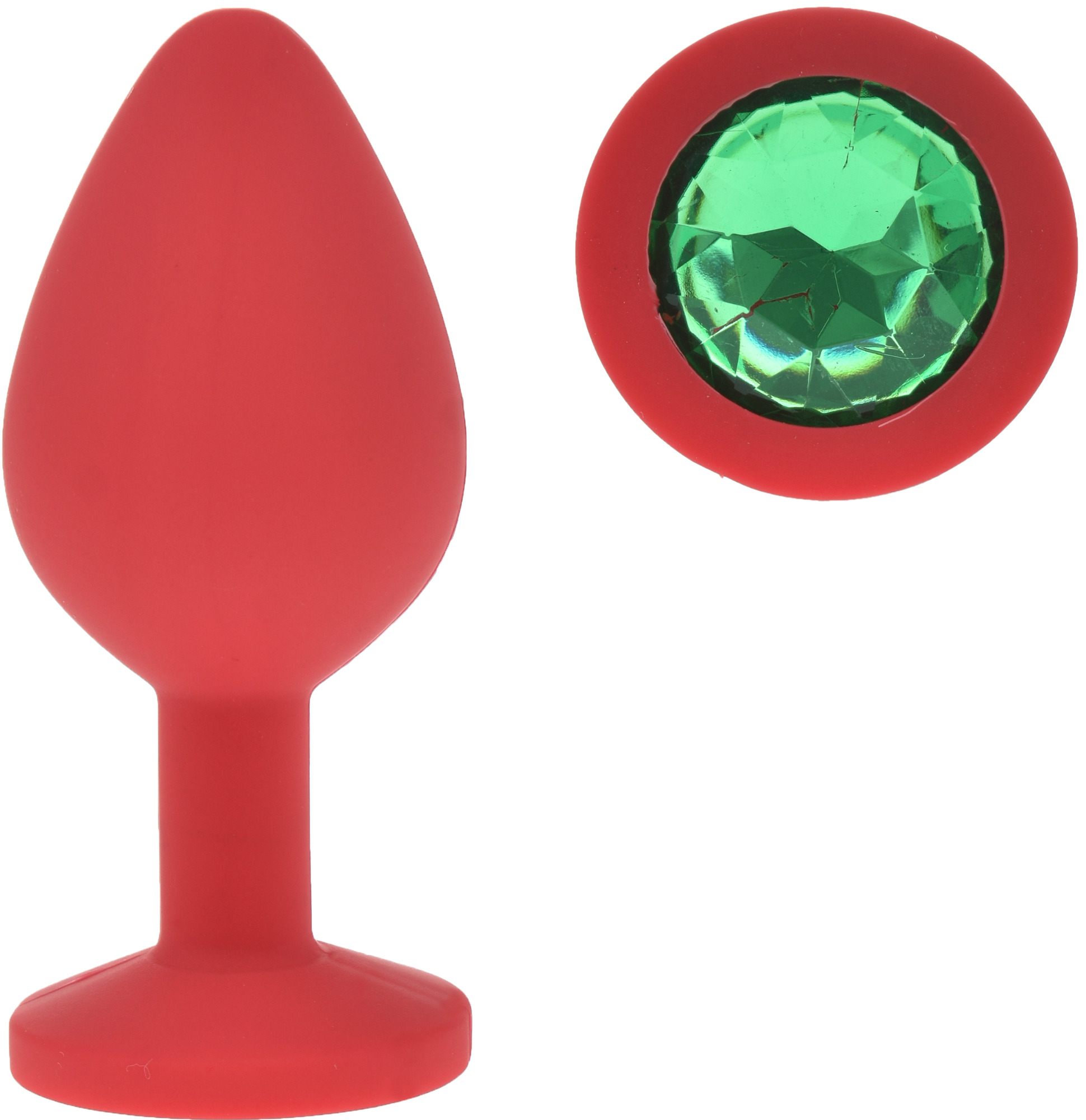 Dop Anal Silicone Buttplug, Medium, Rosu/Verde, Guilty Toys