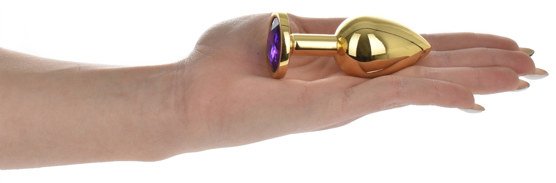 Dop Anal Metallic Buttplug, Medium, Auriu/Mov, Passion Labs