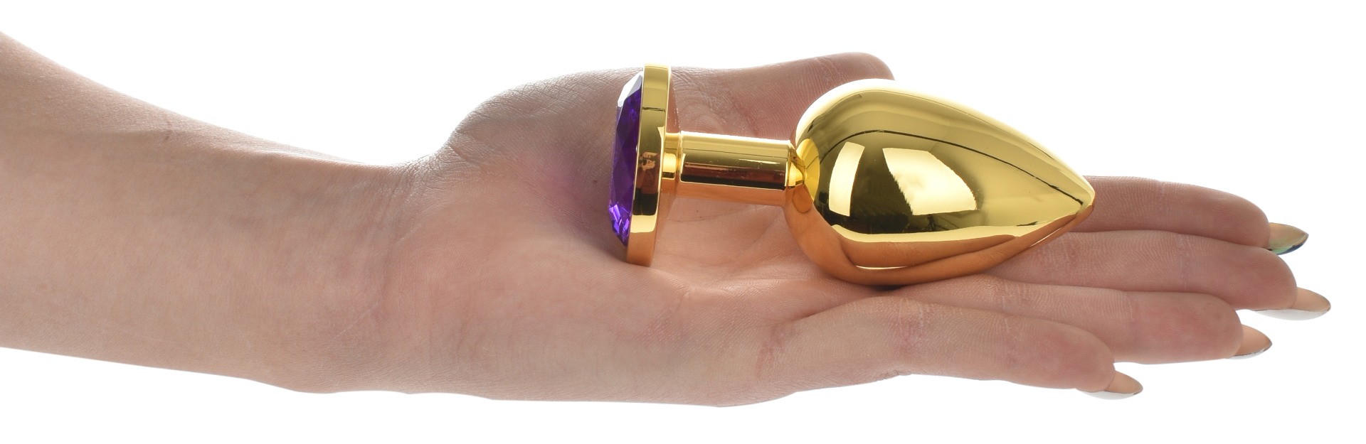 Dop Anal Metallic Buttplug, Large, Auriu/Mov, Passion Labs