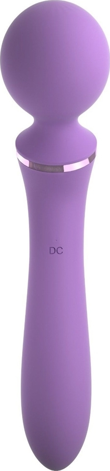 Vibrator Duo Wand Massage-Her, 2 Capete Stimulatoare, 10 Moduri Vibratii, Silicon, USB, Roz, 20 cm