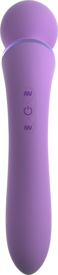 Vibrator Duo Wand Massage-Her, 2 Capete Stimulatoare, 10 Moduri Vibratii, Silicon, USB, Roz, 20 cm