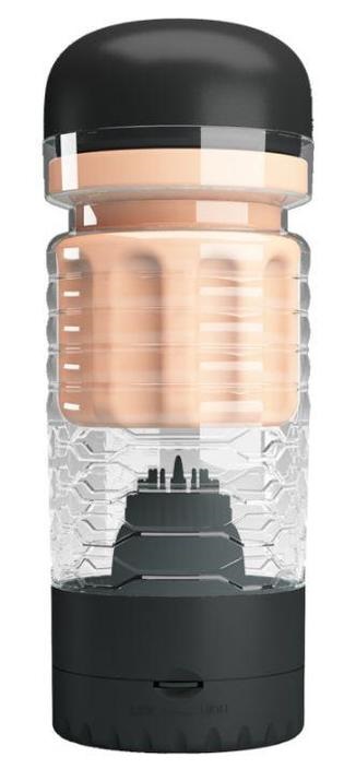 Masturbator Vagin Emily Vibratii Multispeed Negru 18 cm