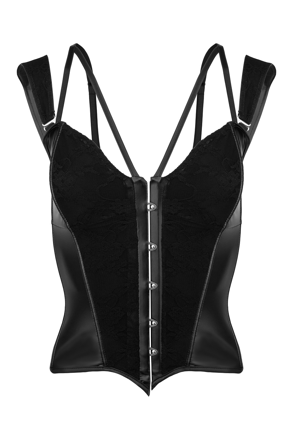 Corset Sexy Material Wetlook si Dantela Extra Bretele S