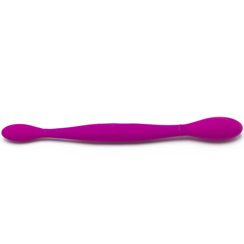 Vibrator Dublu Infinity, 3 Viteze Vibratii + 4 Moduri Pulsatie, Silicon, USB , Mov, 37 cm