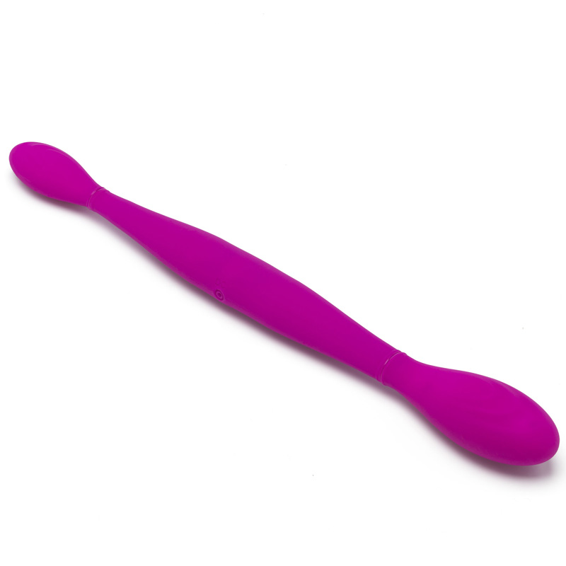 Vibrator Dublu Infinity, 3 Viteze Vibratii + 4 Moduri Pulsatie, Silicon, USB , Mov, 37 cm