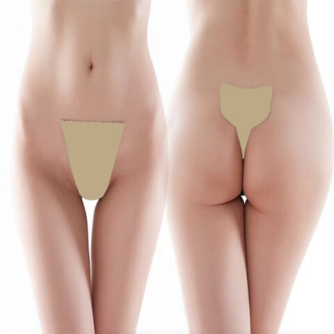 Bikini Adezivi fara Bretele, Forma Pisica, Bej, S