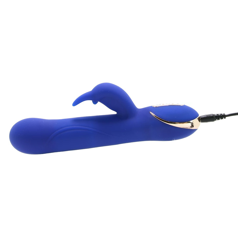 Vibrator Iepuras Rotating Beaded, 7 Moduri Vibratii, Silicon, USB, Albastru, 22.7 cm