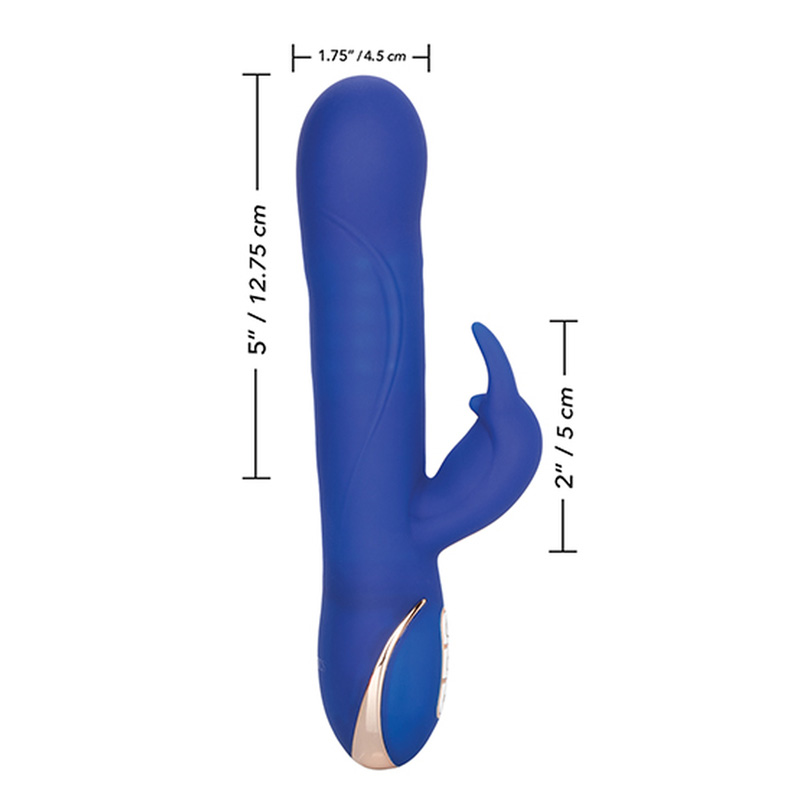 Vibrator Iepuras Rotating Beaded, 7 Moduri Vibratii, Silicon, USB, Albastru, 22.7 cm