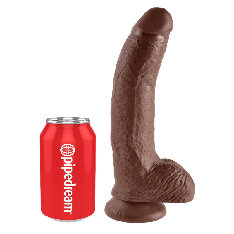 Dildo Realist cu Testicule King Cock Mulatru 26 cm