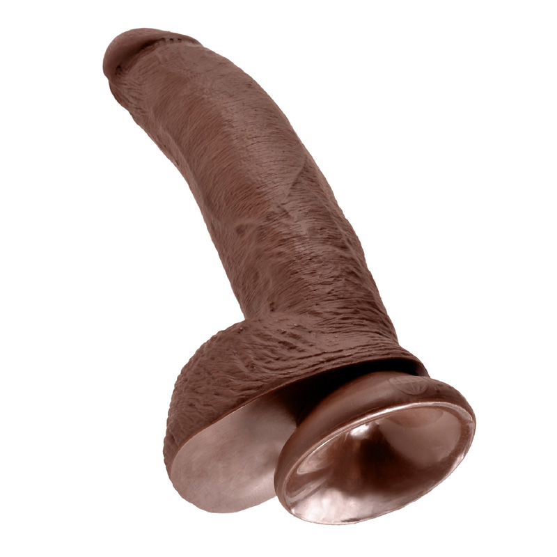 Dildo Realist cu Testicule King Cock Mulatru 26 cm