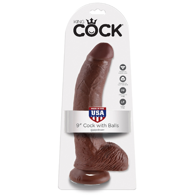 Dildo Realist cu Testicule King Cock Mulatru 26 cm