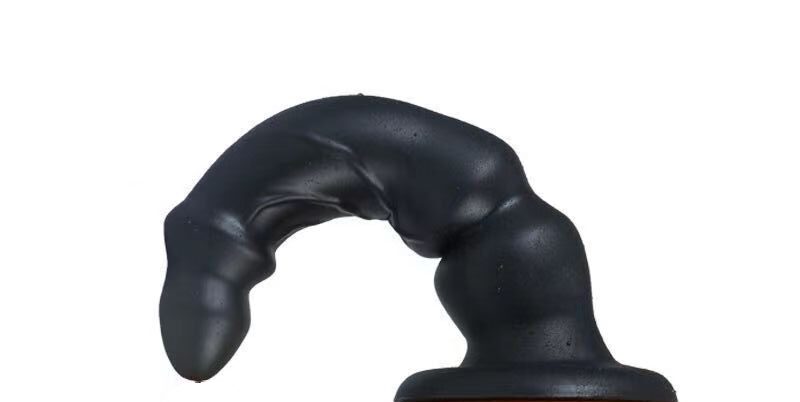 Dildo Lost cu Ventuza, Silicon Lichid, Negru, 23 cm, Passion Labs