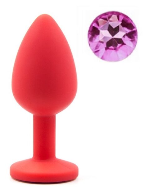 Dop Anal Silicone Buttplug, Medium, Rosu/Roz, Guilty Toys