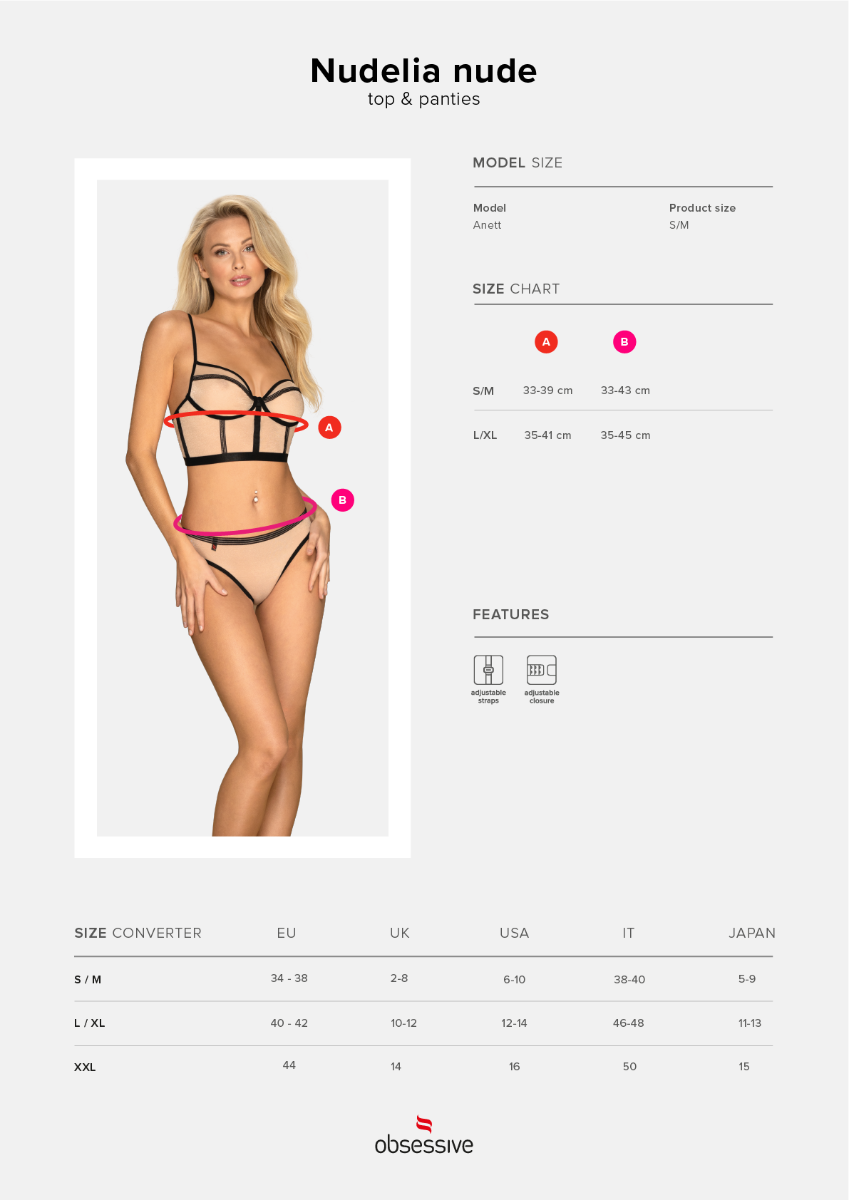 Set 2 Piese Lenjerie Sexy Nudelia S/M