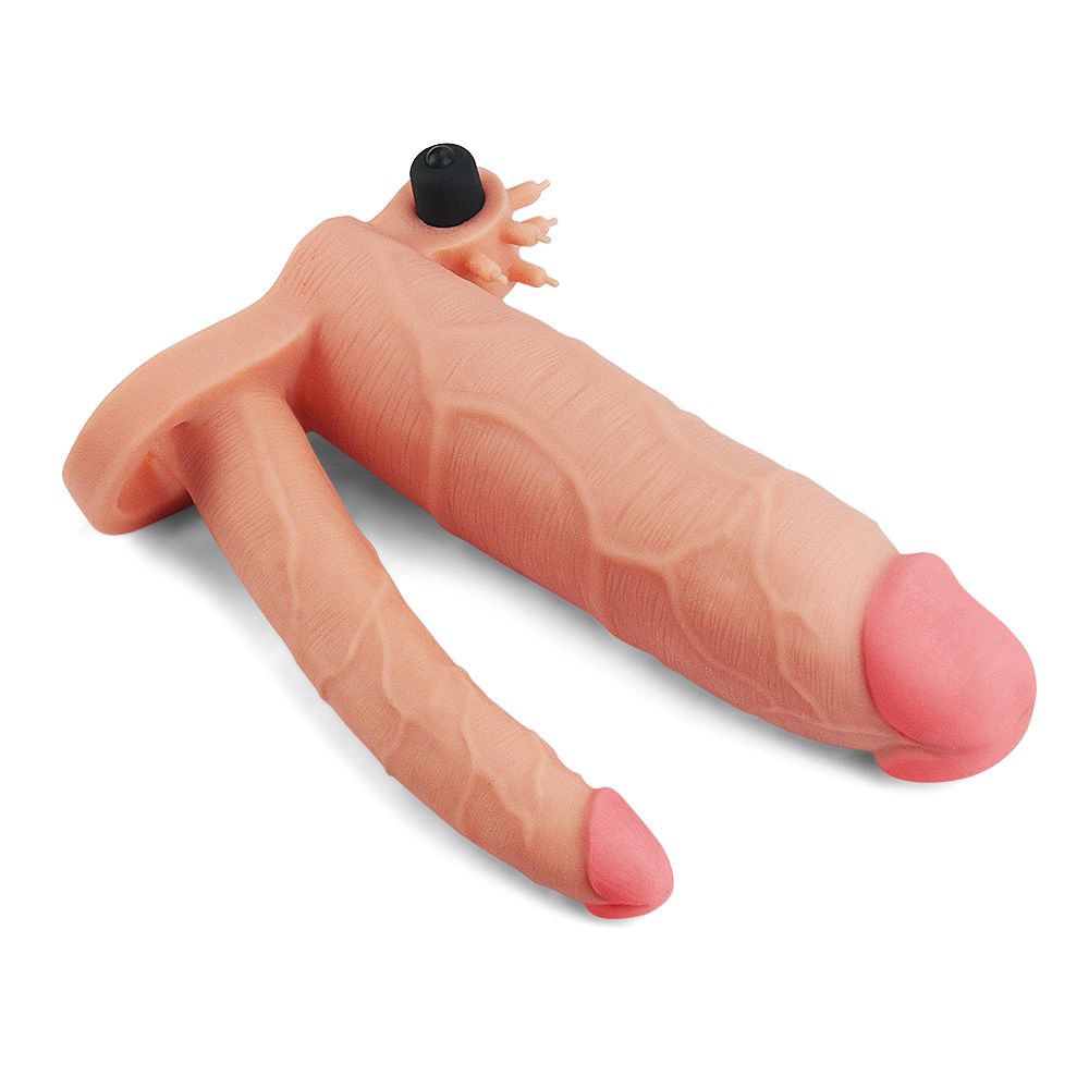 Manson Penis Dublu cu Vibratii Pleasure X-Tender Add 3