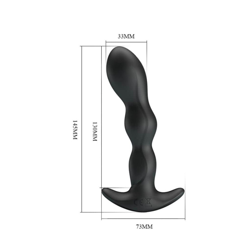 Dop Anal Special Anal Massager 12 Moduri Vibratii Silicon USB Negru 14.5 cm