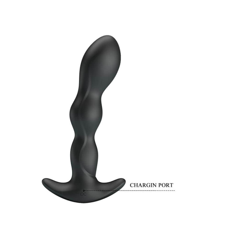 Dop Anal Special Anal Massager 12 Moduri Vibratii Silicon USB Negru 14.5 cm